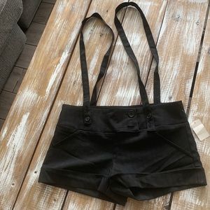 Black shorts with suspenders